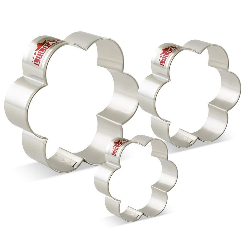 LILIAO Flower Cookie Cutters - 3 Various Size - Large: 3.7 inches, Medium: 3.3 inches and Small: 2.6 inches - Stainless Steel - Image 1